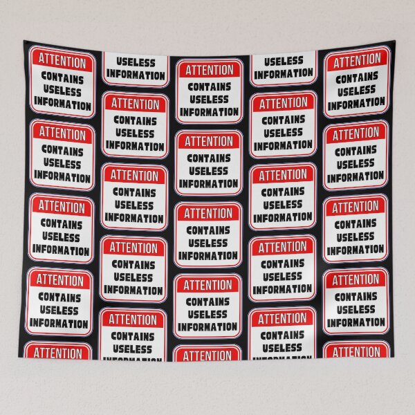 Item preview, ATTENTION:  Contains Useless Information - funny warning signs designed and sold by DesignsFromTW-S.