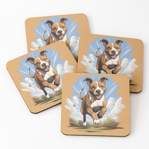 Item preview, Cute Amstaff Running In the Wild Cartoon Amstaffwear designed and sold by BuddyBuilder.