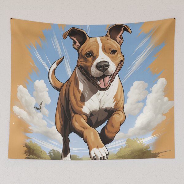 Item preview, Cute Amstaff Running In the Wild Cartoon Amstaffwear designed and sold by BuddyBuilder.