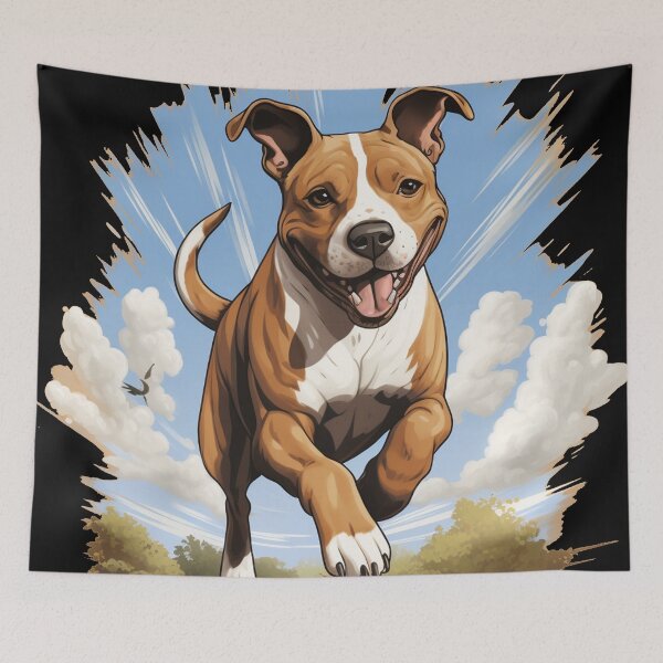 Item preview, Cute Amstaff Running In the Wild Cartoon Amstaffwear designed and sold by BuddyBuilder.