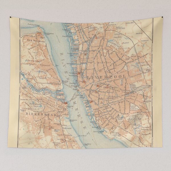 Item preview, Vintage Map of Liverpool and Birkenhead England (1910) designed and sold by BravuraMedia.