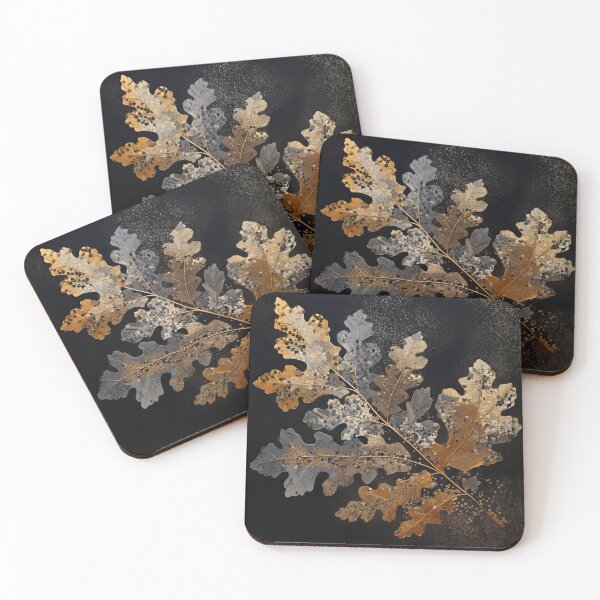Item preview, Copy of Golden  oak leaf on black background in vintage style . designed and sold by MargaretWiktor.