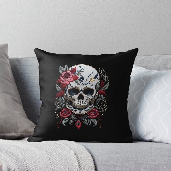Item preview, Gothic Flower skull head embroidery designed and sold by ElLocoMus.