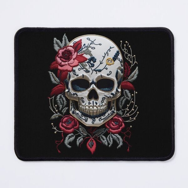 Item preview, Gothic Flower skull head embroidery designed and sold by ElLocoMus.