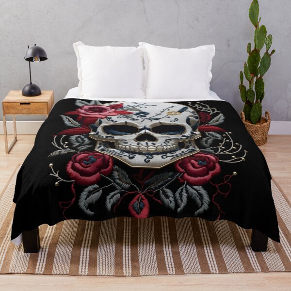 Item preview, Gothic Flower skull head embroidery designed and sold by ElLocoMus.