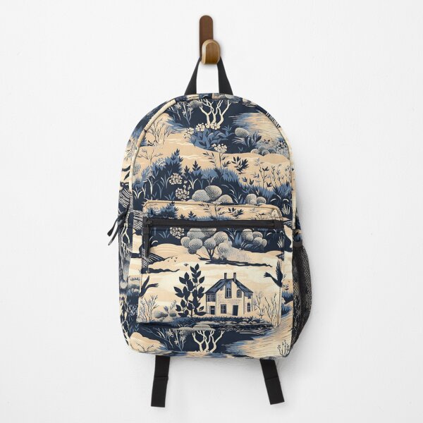 Item preview, Serenity Retreat - Blue and White Pattern with Cottages and Birds designed and sold by vadimcarazan.