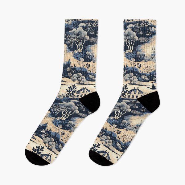 Item preview, Serenity Retreat - Blue and White Pattern with Cottages and Birds designed and sold by vadimcarazan.
