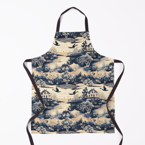 Item preview, Serenity Retreat - Blue and White Pattern with Cottages and Birds designed and sold by vadimcarazan.
