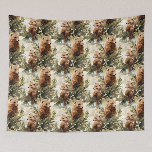 Item preview, Pine Marten Seamless Pattern Design designed and sold by CaledoniArt.