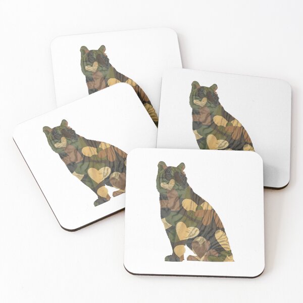 Item preview, Sitting Tiger — Camo Hearts designed and sold by Ramona Gonzales.