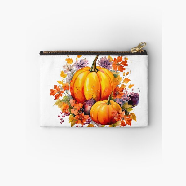 Item preview, Autumn fall pumpkin and flowers with fall leaves designed and sold by Inktown.