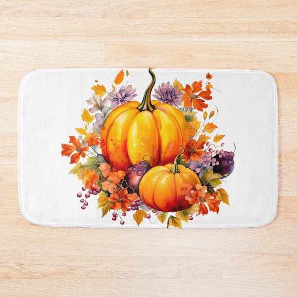 Item preview, Autumn fall pumpkin and flowers with fall leaves designed and sold by Inktown.