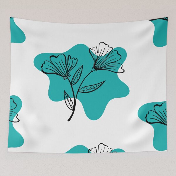 Item preview, Flower blue turquoise background designed and sold by jaquelinedejff.