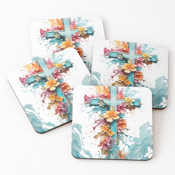 Item preview, Cross with flowers and a splash designed and sold by theL3Studio.