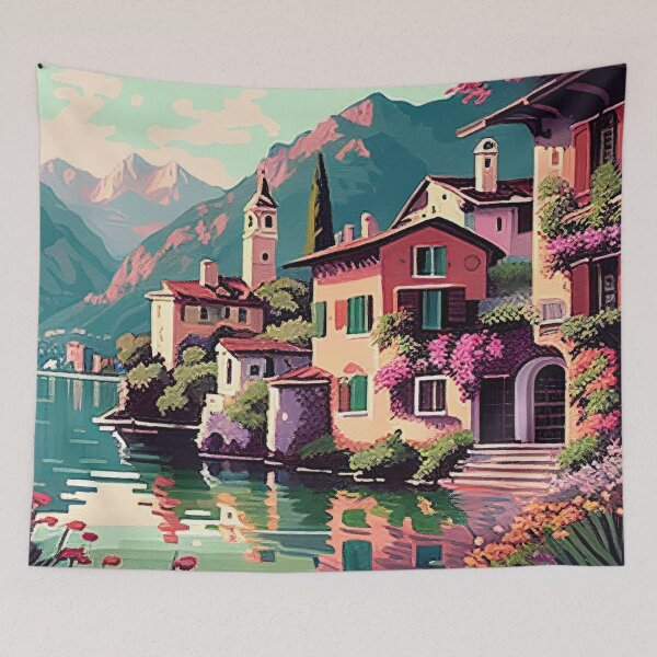 Item preview, Colorful Lakeside Flower Villa designed and sold by TheArtMage.