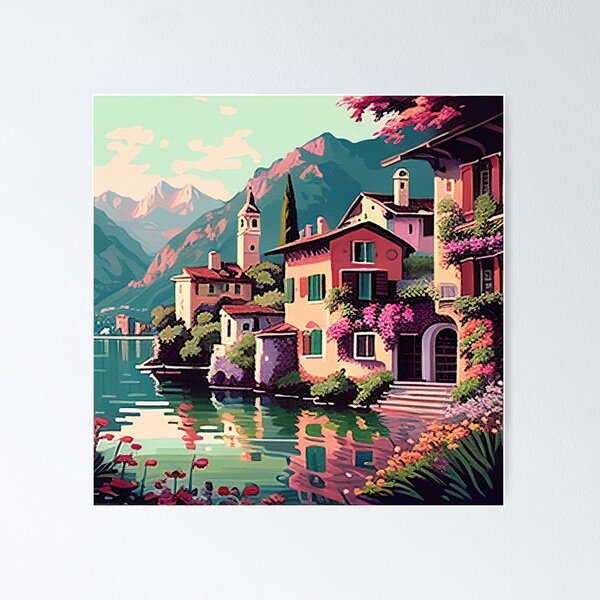 Item preview, Colorful Lakeside Flower Villa designed and sold by TheArtMage.
