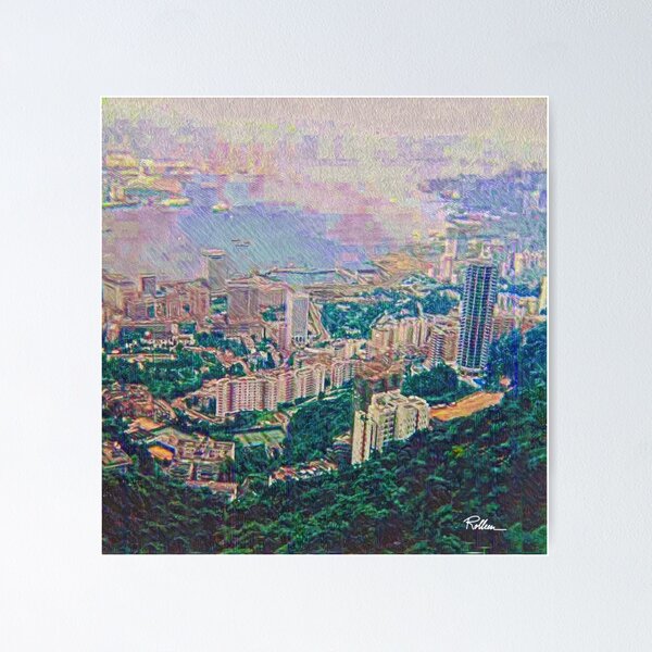 Item preview, HONG KONG BAY FROM VICTORIA PEAK 1973 designed and sold by ArtbyRolleen.