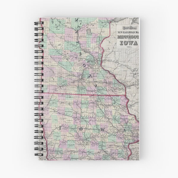 Item preview, Vintage Minnesota & Iowa Railroad Map (1873) designed and sold by BravuraMedia.