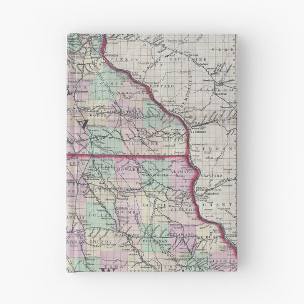 Item preview, Vintage Minnesota & Iowa Railroad Map (1873) designed and sold by BravuraMedia.