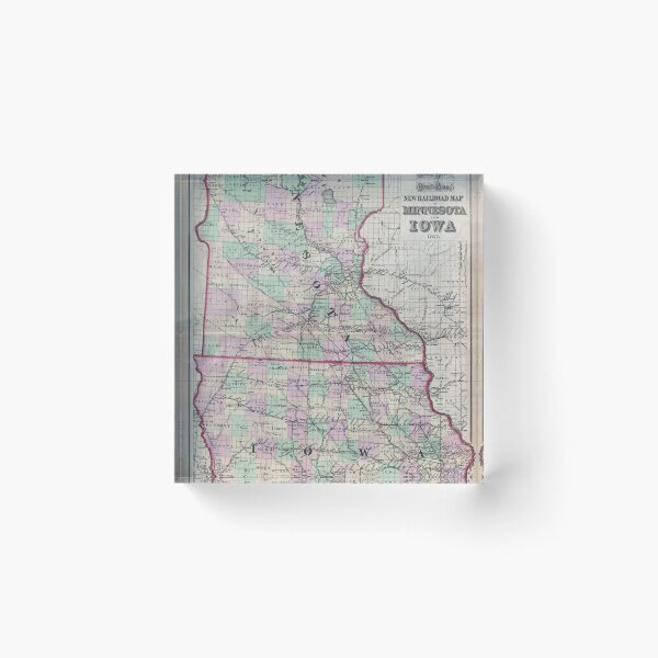 Item preview, Vintage Minnesota & Iowa Railroad Map (1873) designed and sold by BravuraMedia.