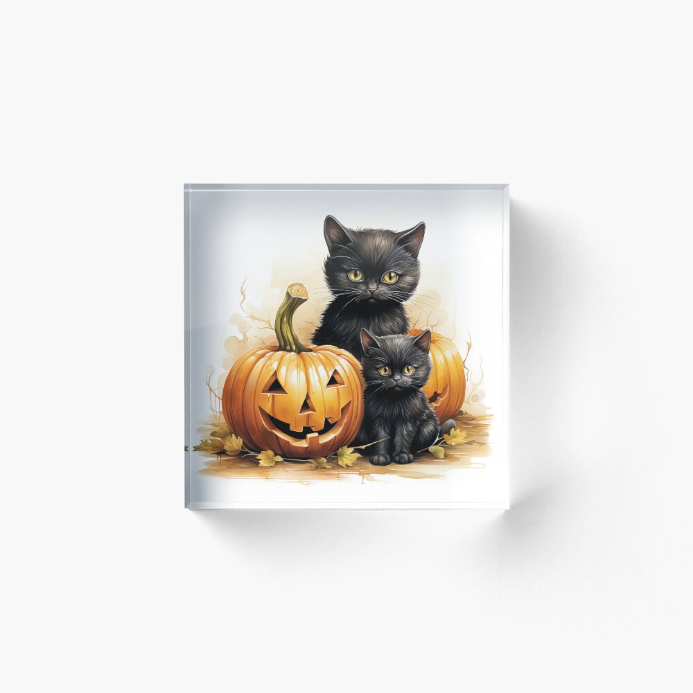 Halloween Cat and Pumpkin Hand-painted Pillow Cover 