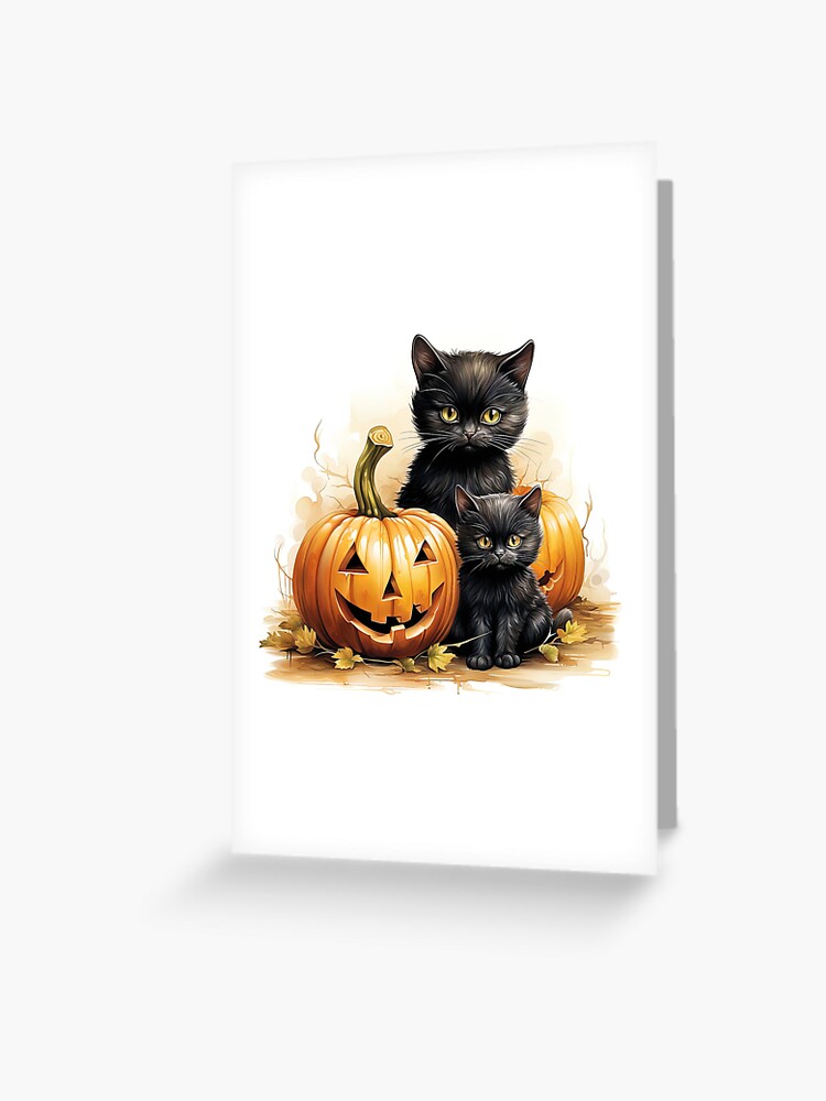 Halloween Cat and Pumpkin Hand-painted Pillow Cover 