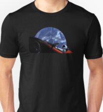 Starman in Tesla Roadster im Weltraum Unisex T-Shirt