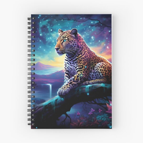 Artikelvorschau, Himmlischer Wächter – Mystischer Leopantha inmitten wirbelnder Galaxien entworfen und verkauft von MystiCanvas.