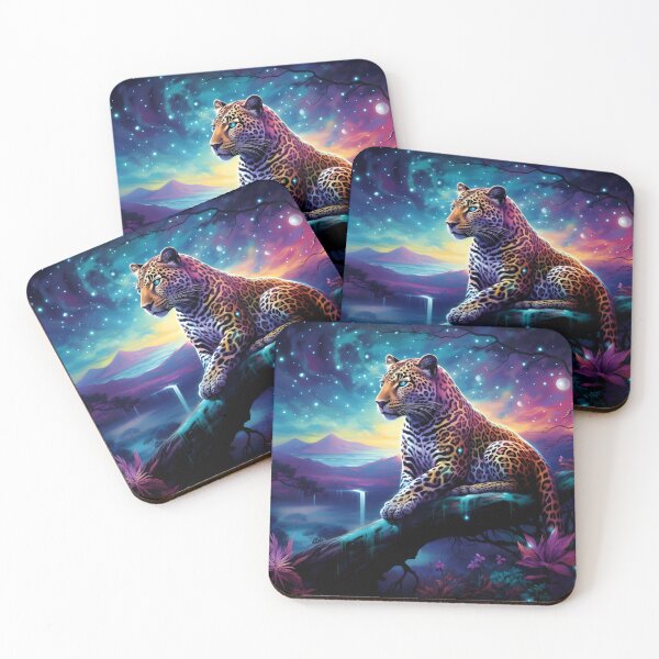 Item preview, Celestial Guardian - Mystic Leopantha Amidst Swirling Galaxies  designed and sold by MystiCanvas.