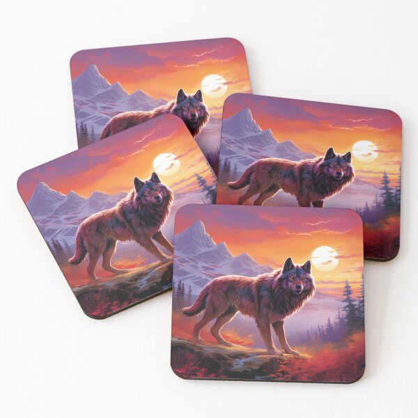 Item preview, Savage Majesty - Crimson Direwolf Among the Untamed Peaks designed and sold by MystiCanvas.
