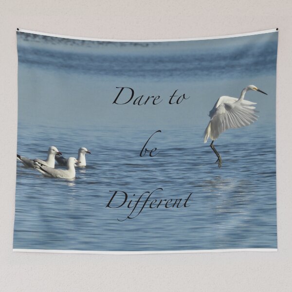 Item preview, Dare to be different Egret standing out from the crowd designed and sold by Mark Grimsley.