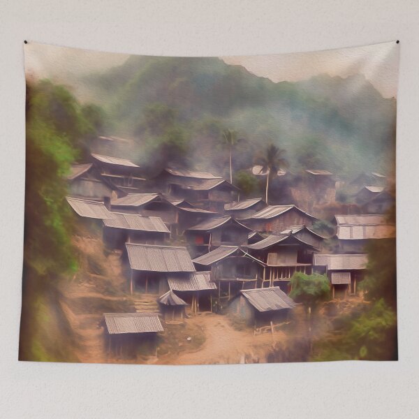 Item preview, SHANTIES CLING TO MOUNTAINSIDE designed and sold by ArtbyRolleen.