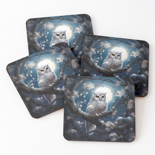 Item preview, Moonlit Guardian - Spectral Owl in the Enchanted Forest  designed and sold by MystiCanvas.