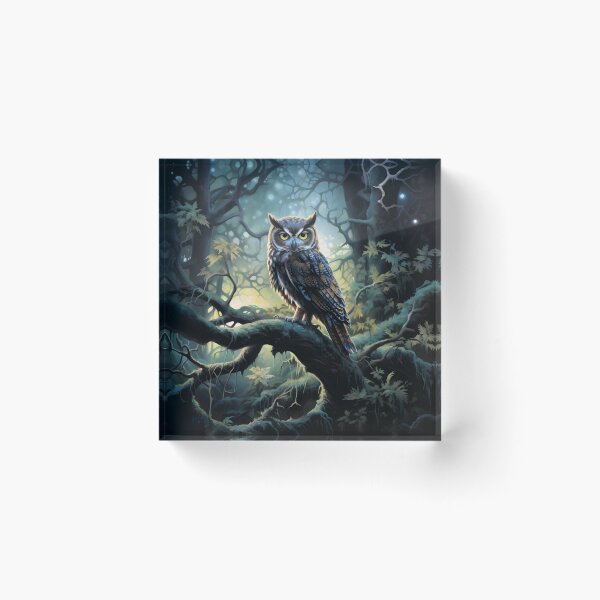 Item preview, Wisdom of the Night - Spectral Owl Among Moonlit Trees  designed and sold by MystiCanvas.