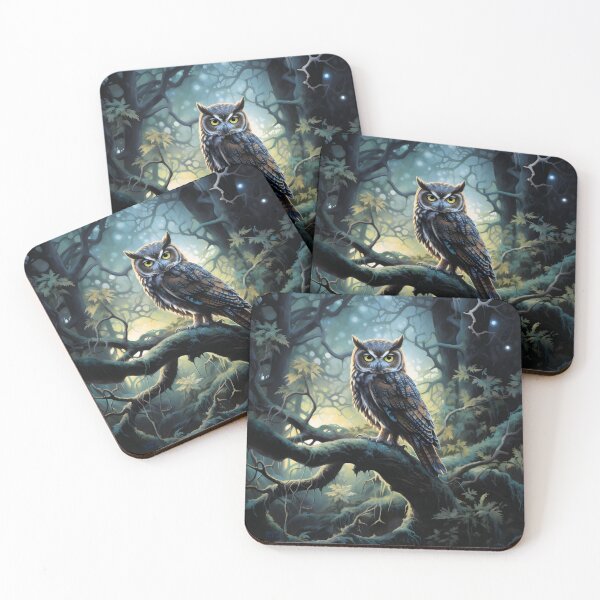 Item preview, Wisdom of the Night - Spectral Owl Among Moonlit Trees  designed and sold by MystiCanvas.
