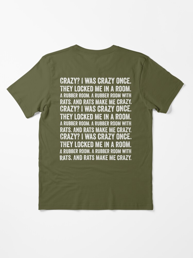 Crazy I Was Crazy Once T Shirt Funny Meme Trend Y2k Streetwears 100% Cotton  Unisex