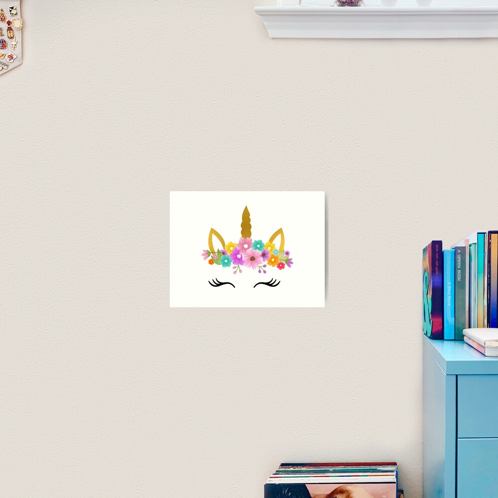  Unicorn Birthday Unicorn Head Flowers Art Print By CacaoDesigns 
