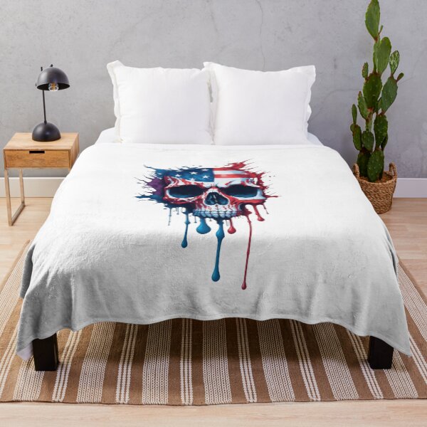 Item preview, skull with American flag  designed and sold by DeluxBee.