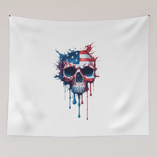 Item preview, skull with American flag  designed and sold by DeluxBee.
