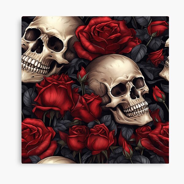FUDMAE 筆前 Red Rose グラフィックポスター スカル