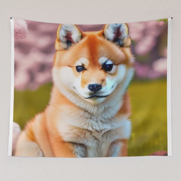 Item preview, Floral Paws: Baby Shiba Inu Bliss designed and sold by ArtfulExpresion.