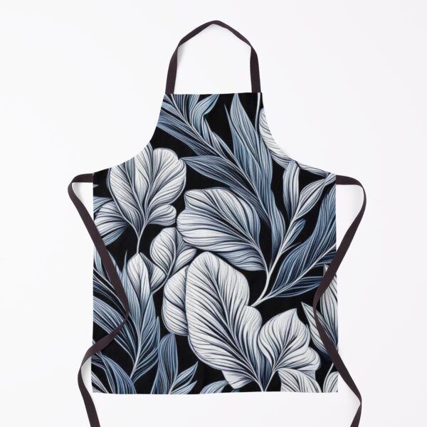 Item preview, Abstract White and Blue Leaf Pattern on Black designed and sold by calibrit.