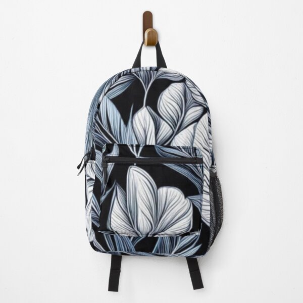 Item preview, Abstract White and Blue Leaf Pattern on Black designed and sold by calibrit.