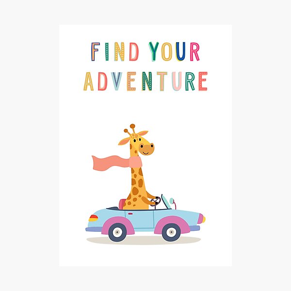 Item preview, Find Your Adventure Giraffe Drives a Car designed and sold by dk-design85.