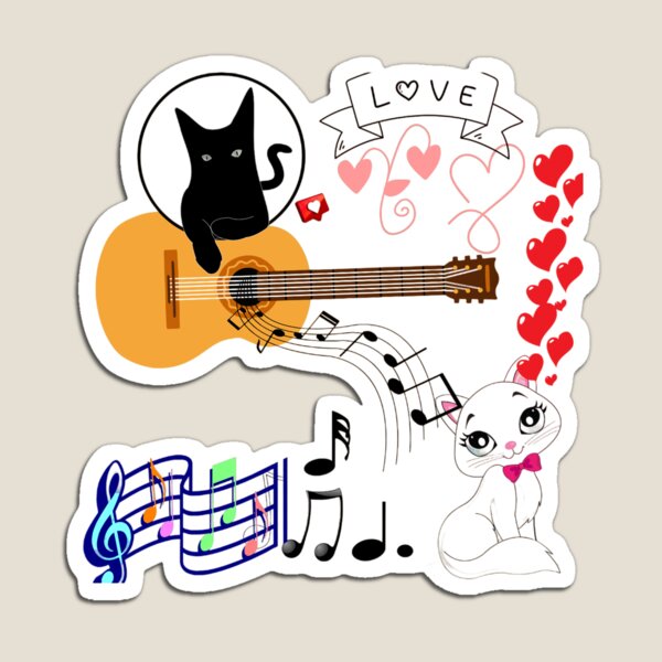 Item preview, cate chat música amor hart guitarra amor amor me gusta feliz hhhh designed and sold by Creatif-pro.