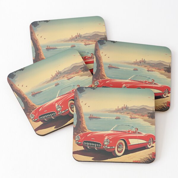 Item preview, A Vintage Red Cabrio Illustration designed and sold by GoodOldVintage.