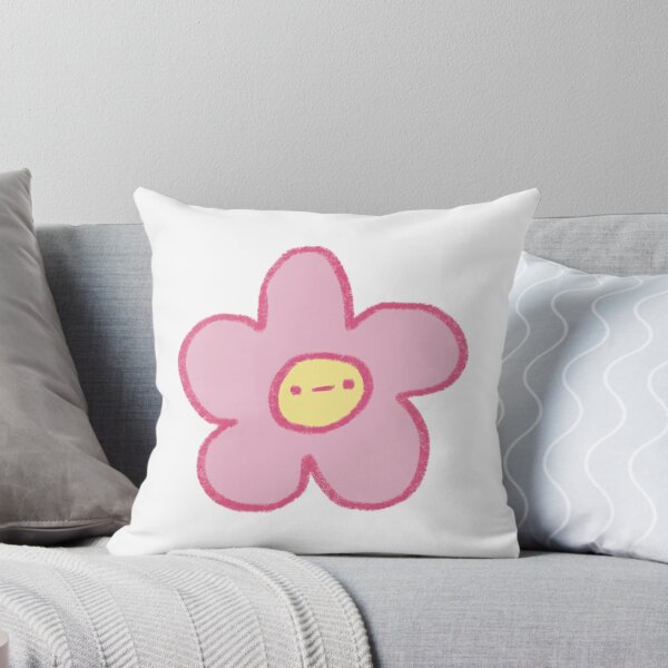 Item preview, grumpy cute pink flower doodle designed and sold by girlscape.