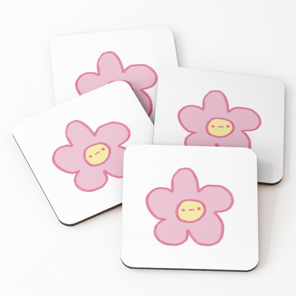 Item preview, grumpy cute pink flower doodle designed and sold by girlscape.