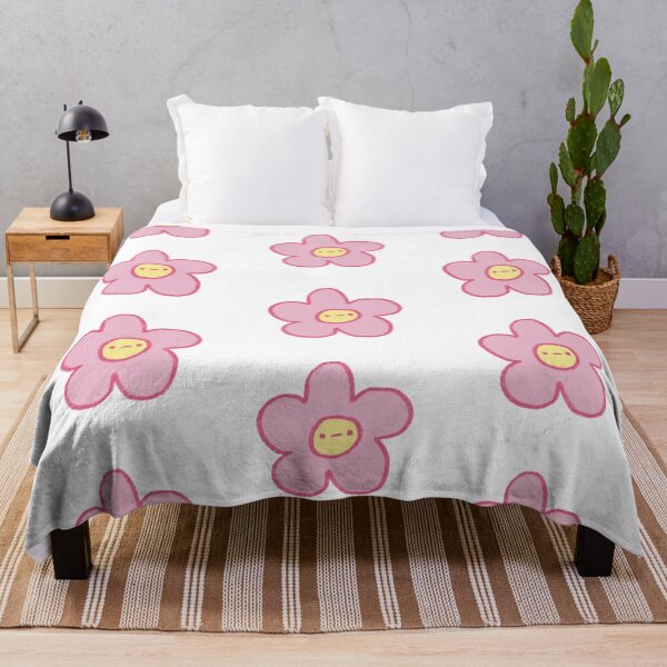Item preview, grumpy cute pink flower doodle designed and sold by girlscape.