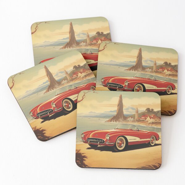 Item preview, A Vintage Red Cabrio Illustration designed and sold by GoodOldVintage.